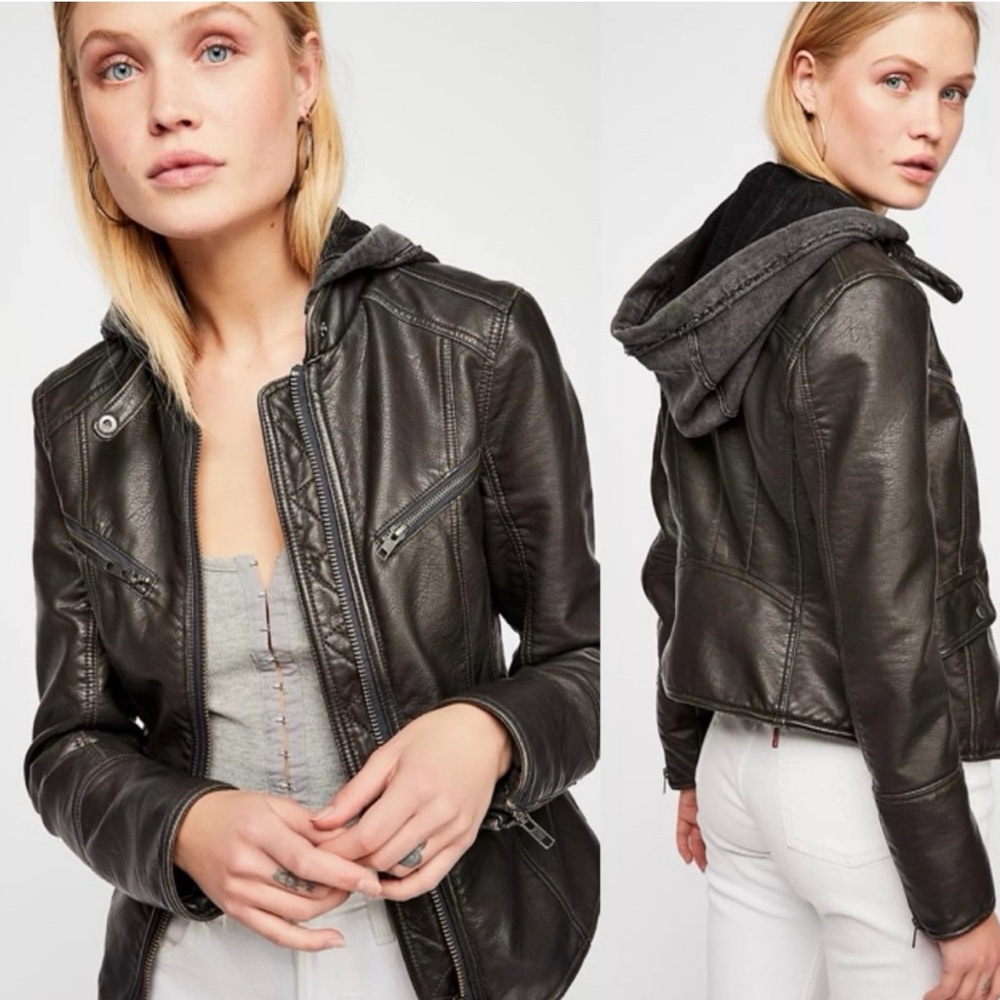 Free People Monroe Vegan Leather Jacket, Medium